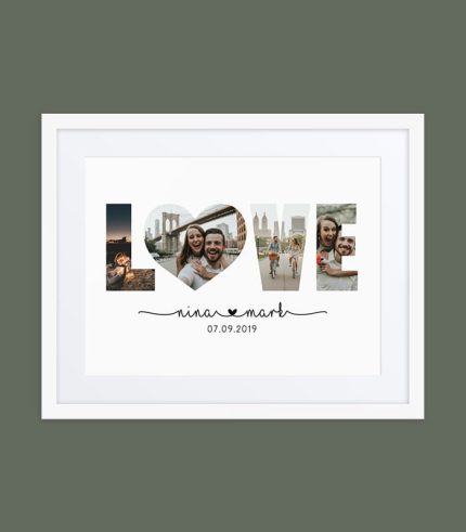 Love date anniversary collage frame